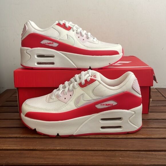 Nike Air Max 90 LV8 Sail/Multi-Color Siren Red US Women 8.5/UK6/EU40(HF5073-133) - Picture 1 of 13